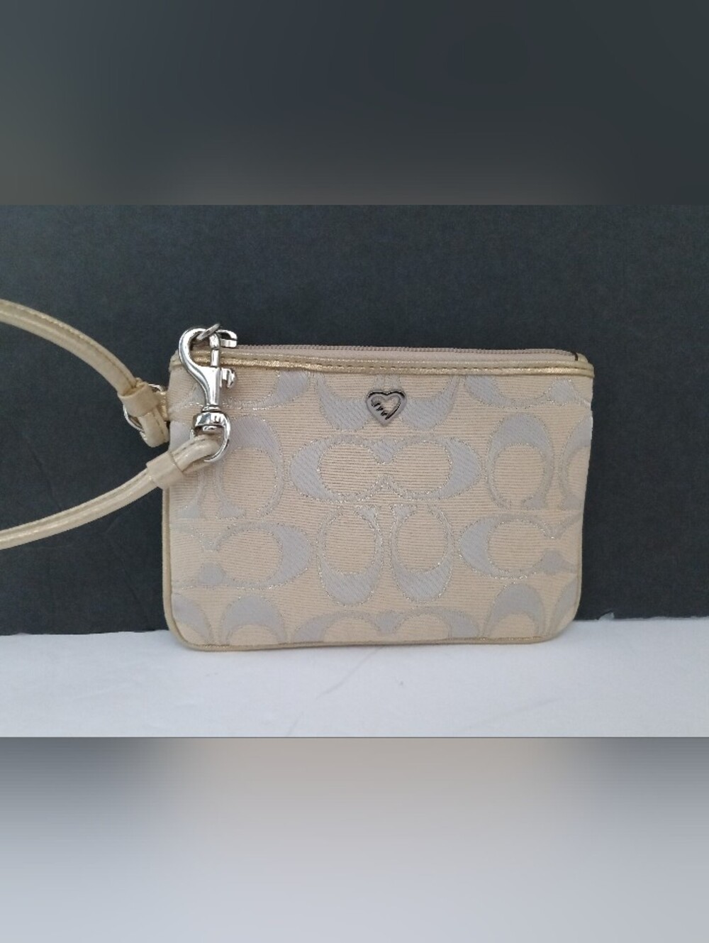Coach Silver/Cream Wristlet Wallet